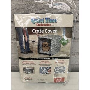 Midwest Quiet Time Defender Gray Geographic Pet Crate Cover
